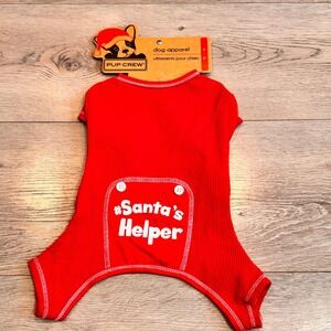 Pup Crew Red Santa Helper Dog Shirt Pet Apparel Christmas Holiday Size Small